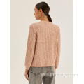 Ladies Casual Loose Pink Knit Cardigan